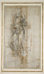 サンロレンツォの遺物ステージの計画、1532年（紙にチョーク） 作： Michelangelo Buonarroti